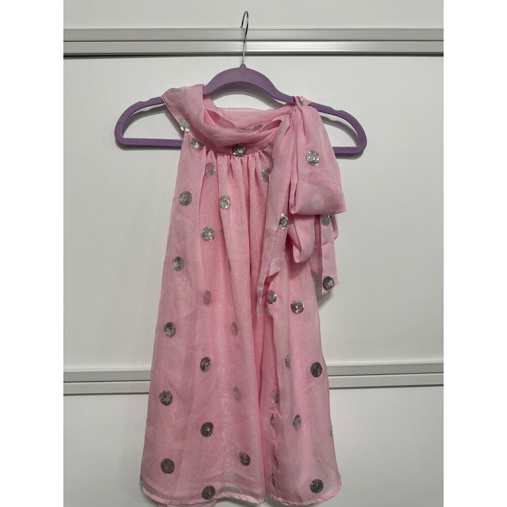 Disco Glam Pink Chiffon Bow Top